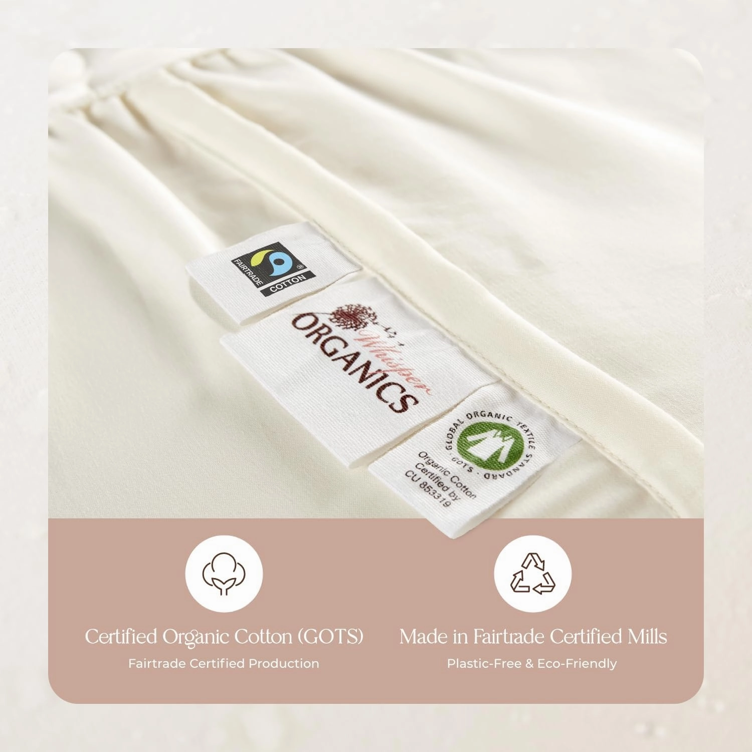 100% Cotton Organic Mattress Pad - Breathable & Cooling Mattress Protector Twin Size - Premium 300GSM Quilted and Noiseless Machine Washable Organic Mattress Protector (Ivory, Twin)