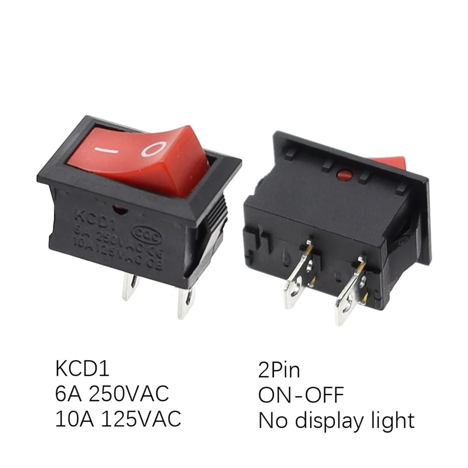 10PCS Switch ON-Off KCD1 15 * 21mm 2Pin Ship Type Switch 6A 250V 10A 125V 15X21 Rocker Switch Power Switch(2Pin Red)