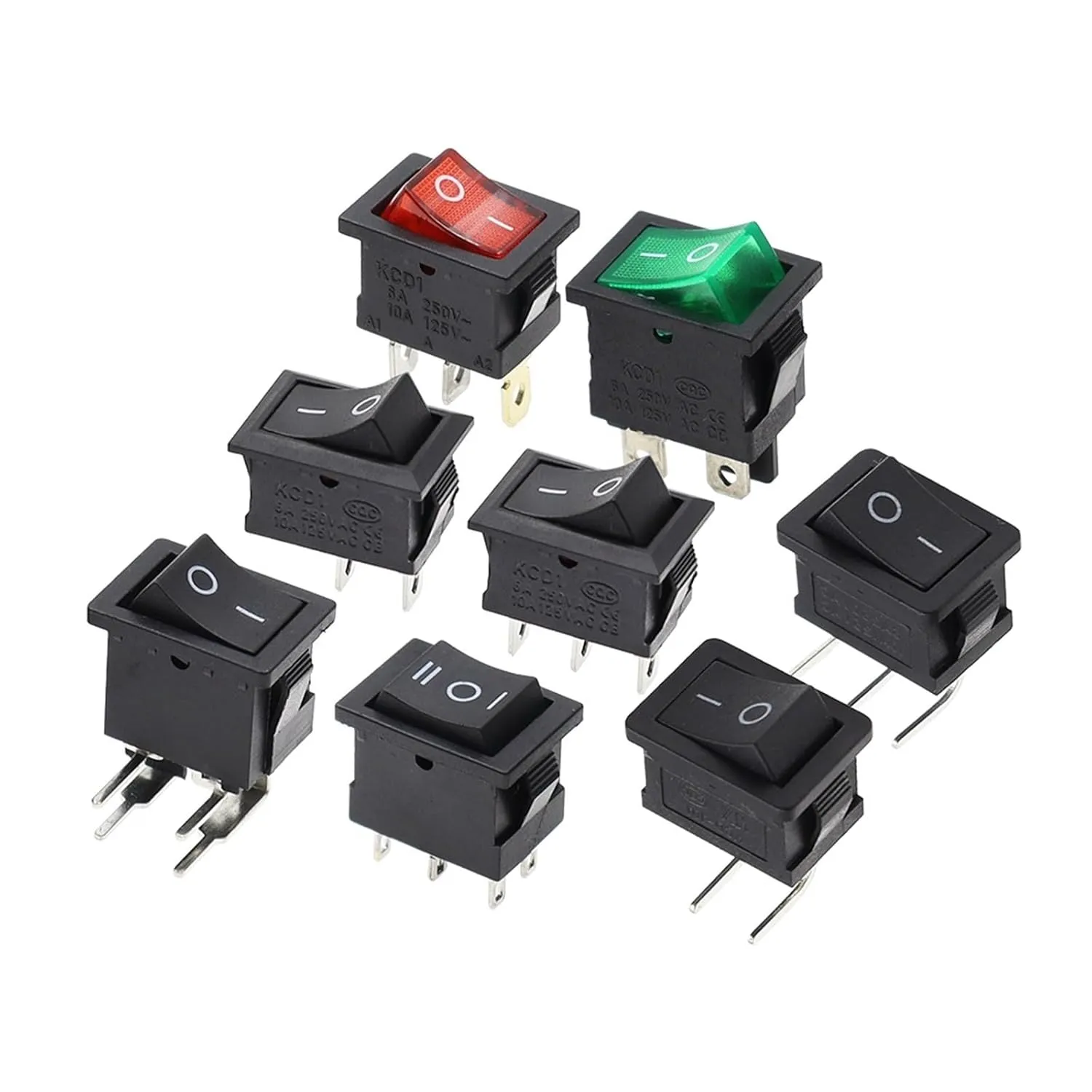 10PCS Switch ON-Off KCD1 15 * 21mm 2Pin Ship Type Switch 6A 250V 10A 125V 15X21 Rocker Switch Power Switch(2Pin Red)