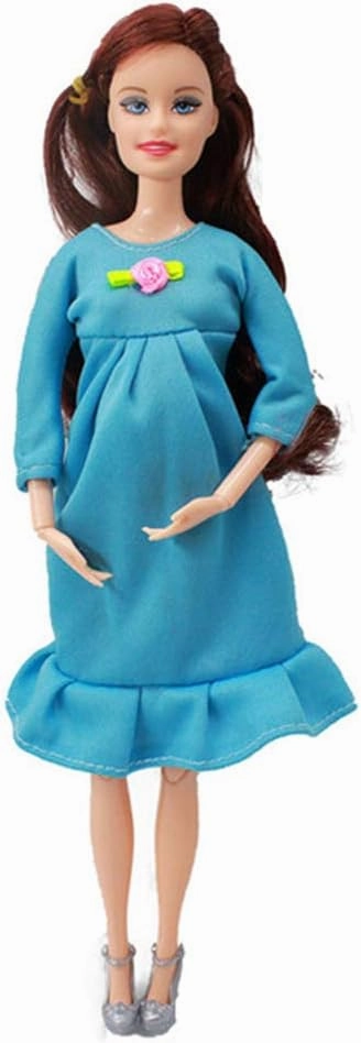 11IN Pregnant Mom Doll With Baby in Her Tummy - Creative Toy (Blue)