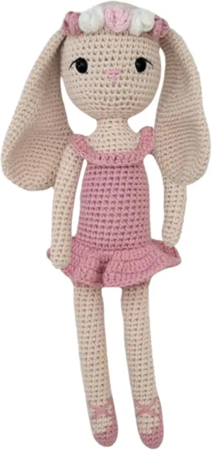 11" Ballerina Doll - Stuffed Soft Bunny for Kids – Handmade Crochet Rabbit Toy – Long-Lasting Toddler Comfort Toy – Thoughtful Gift for Girls & Bunny Lovers