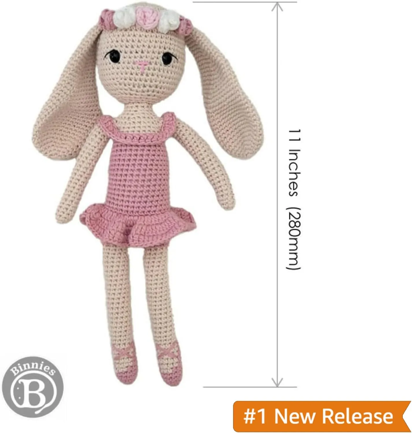 11" Ballerina Doll - Stuffed Soft Bunny for Kids – Handmade Crochet Rabbit Toy – Long-Lasting Toddler Comfort Toy – Thoughtful Gift for Girls & Bunny Lovers