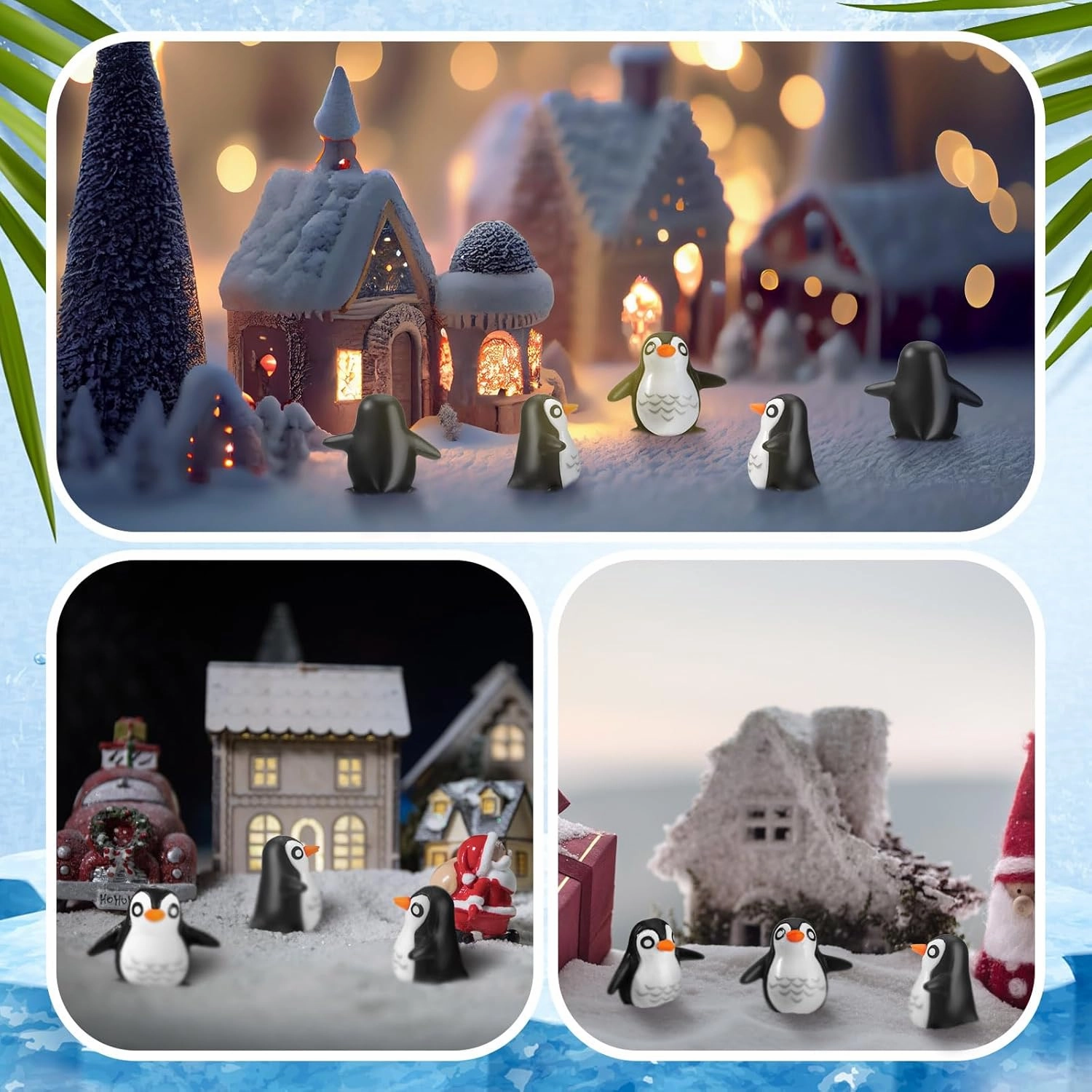 120 Pcs Miniature Penguin Figurines Resin Penguin Cake Topper Mini Toys Animal Birthday Decorations for Micro Fairy Landscape Garden Decor Party Supplies School Project