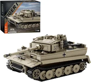 1/28 M4A3E8 German Tiger Tank Model Building Kit, Military Series Building Block Set, Creative Interactive Building Toy for Teens and Up (1138PCS )