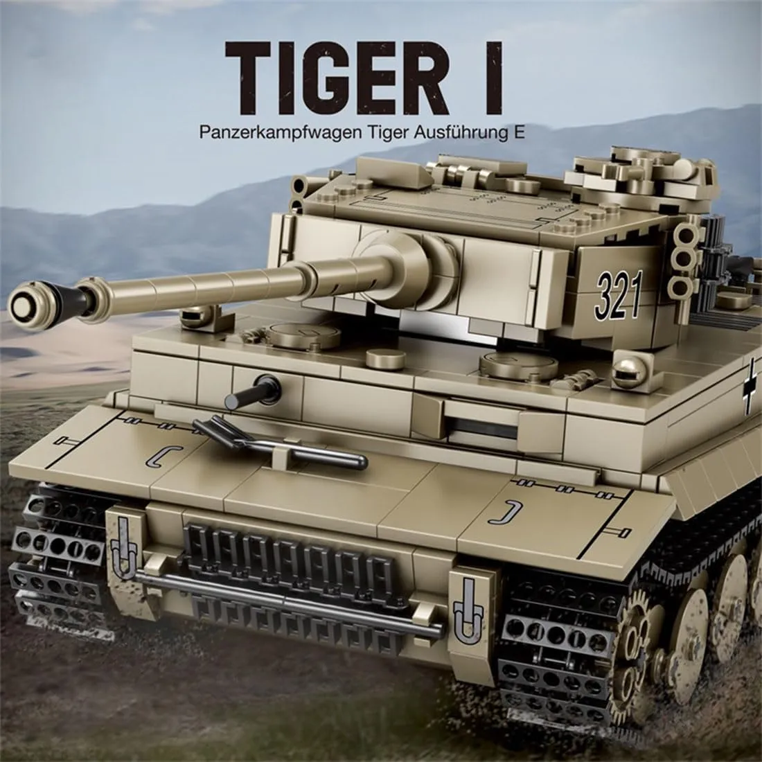 1/28 M4A3E8 German Tiger Tank Model Building Kit, Military Series Building Block Set, Creative Interactive Building Toy for Teens and Up (1138PCS )