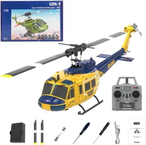 1/48 Scale UH-1 Huey Remote Control Helicopter for 16 , C032 Flybarless RC Helicopter Model, with Optical Flow Positioning (RTF Version)