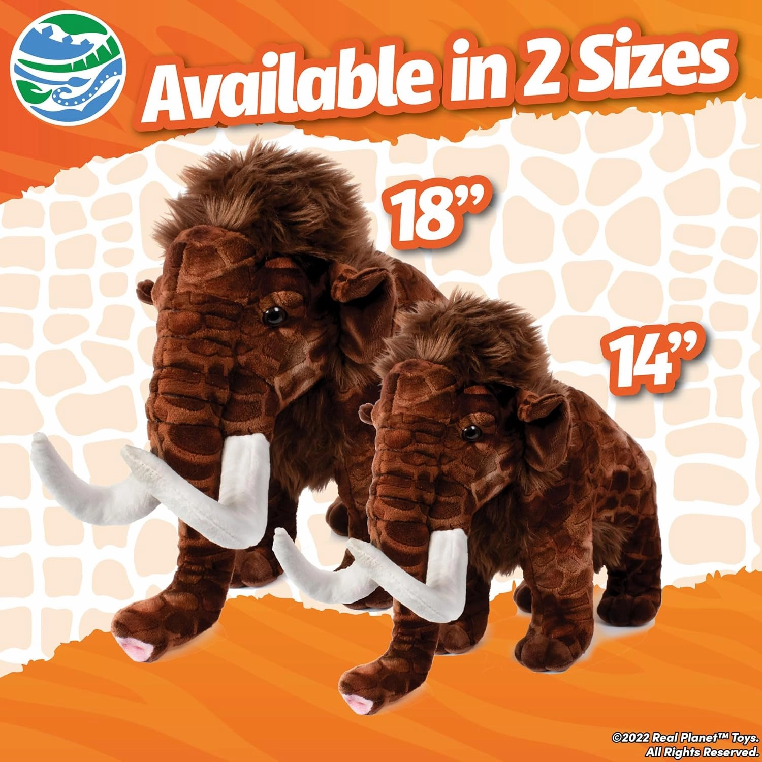 14" Woolly Mammoth Stuffed Animal - Mammoth Plush Toy, Giant Prehistoric Dinosaur, Weighted Stuffed Animals, Soft & Cute Plush Animal(Mammoth Brown) (18" Long)