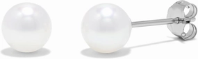 14K Gold AAA Round White Freshwater Cultured Pearl Classic Bridal Stud Earrings - Choice of Pearl Size