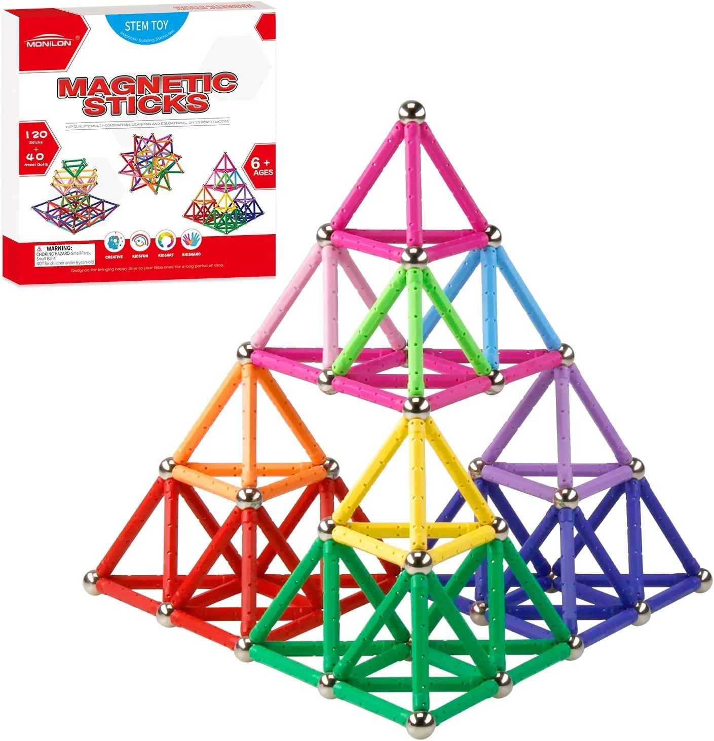 160 Pcs Magnet Building Sticks Kids Toys, Lengthen Magnetic Construction Building Blocks Set 3D Brain Training Learning Educational DIY STEM Toys