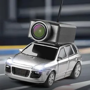 1/64 FPV RC Car, APP Controlled Drift Car, Mini RC Cars with Camera - APP Controlled Mini Racing Vehicle with 720P Camera, LED Lights & 3 Speed Modes | 4WD Micro Vehicle for Adults (Grey)