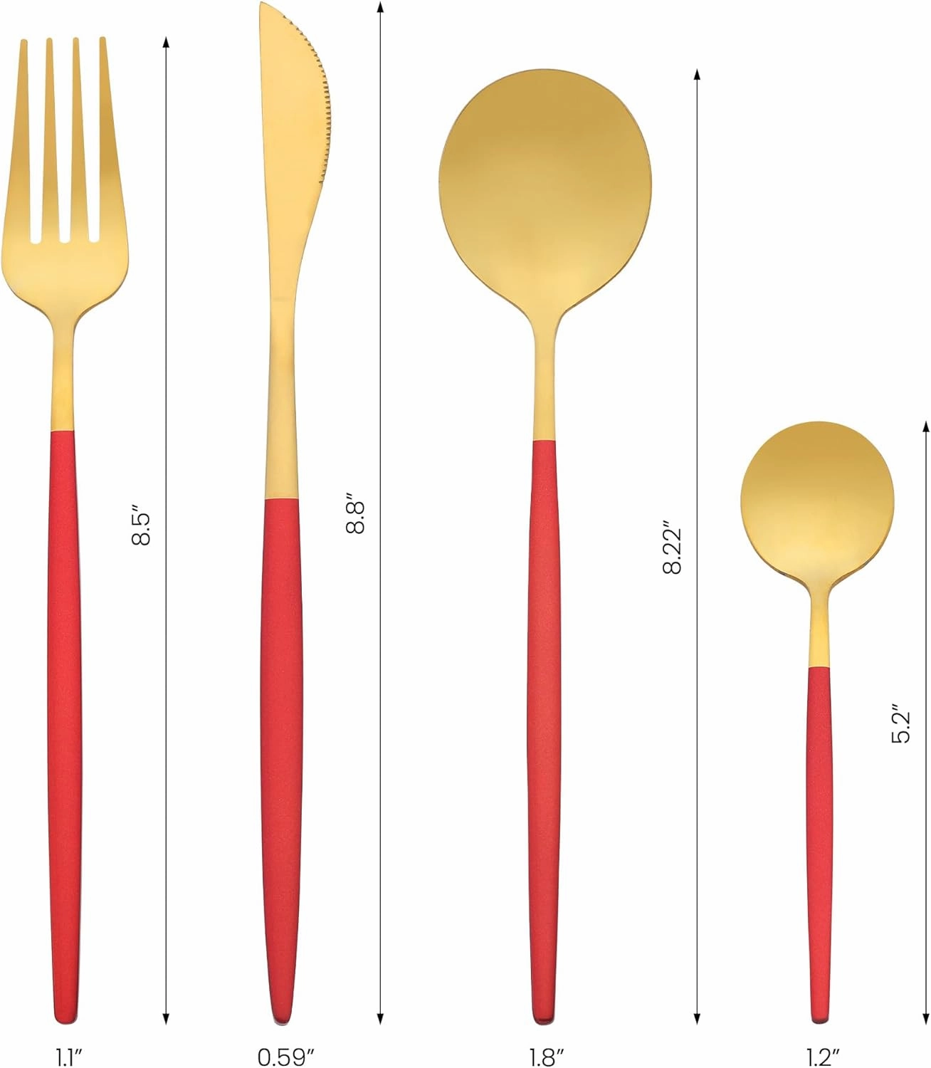 16 Piece Silverware Set, Stainless Steel Flatware Set, Mirror Polished Cutlery Set, Serving Set for Kitchen Eating Tableware 16 PCS Red