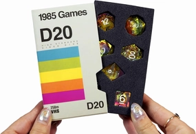 1985 Games VHS Rainbow Handmade Resin Sharp Edge DND Dice Set – 7 Dice for Roleplaying Games