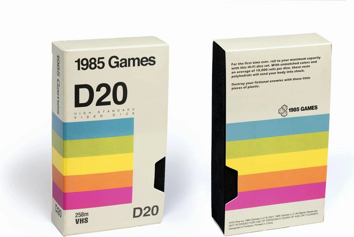 1985 Games VHS Rainbow Handmade Resin Sharp Edge DND Dice Set – 7 Dice for Roleplaying Games