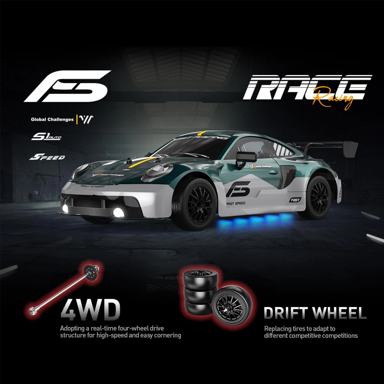 1:16 RC Drift Car 4WD 30 KM/H Full Proportional High Speed RC Car RTR with LED Lights and Drifting Tires Racing Sport Toy for Adults Boys Girls Kids(8103-Red)