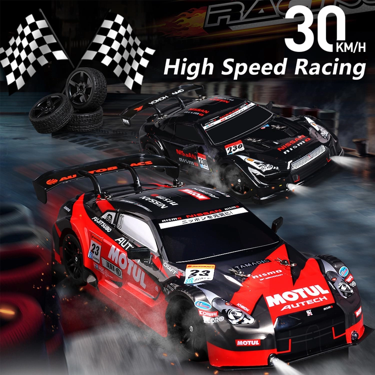 1:16 RC Drift Car 4WD 30 KM/H Full Proportional High Speed RC Car RTR with LED Lights and Drifting Tires Racing Sport Toy for Adults Boys Girls Kids(8103-Red)