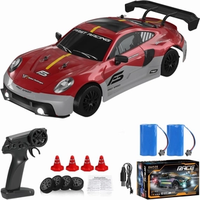 1:16 RC Drift Car 4WD 30 KM/H Full Proportional High Speed RC Car RTR with LED Lights and Drifting Tires Racing Sport Toy for Adults Boys Girls Kids(8103-Red)