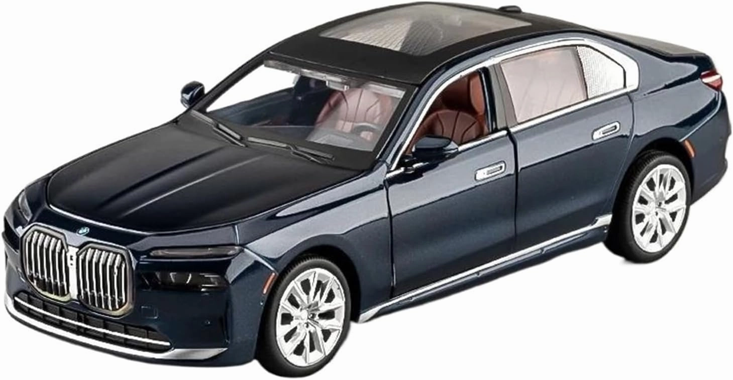 1 24 for BMW I7 G70 Limousine Alloy Die Cast Toy Car Model Car Enthusiasts Collectibles Decorations Birthday Gift Simulation Vehicle Playset(Blue)