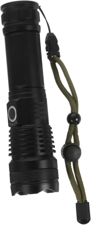 1pc Rechargeable Led Camping Zoomable Outdoor Flashlight for Hiking Fishing Emergency Lighting Portable Lantern Black
