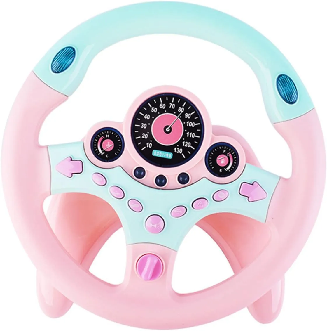 1Pc Simulation Steering Wheel Educational with Base Interactive Learning Plaything for Multi Function Traffic Knowledge Buttons Develops Skills Hand Eye Coordination