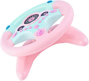 1Pc Steering Wheel with Base Educational Driving Plaything for with Multi Function Buttons Develops Skills and Hand Eye Coordination