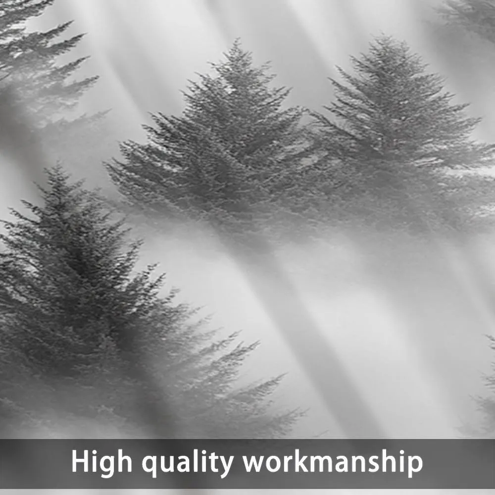 2 Panels Mountain Misty Forest Valances for Windows, Pine Tree Woodland Rod Pocket Valance Curtains Home Decor Window Treatment for Kitchen/Living Room, 54" W X 18" L