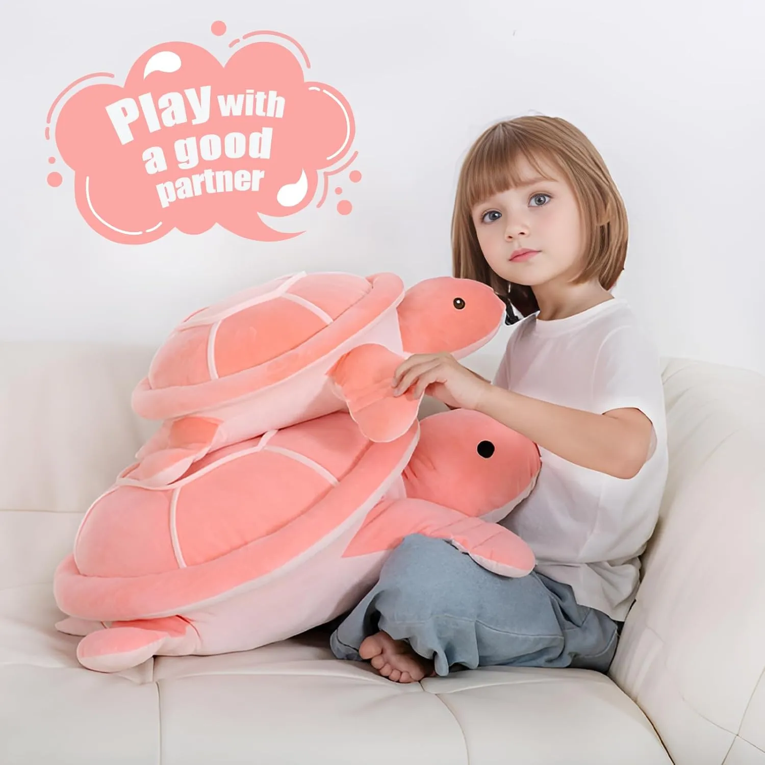 20 Inch Pink Sea Turtle Stuffed Animals Soft Plush Toys Body Pillows Ocean Turtle Plushies, Gifts for Kids Boys, Girls, Girlfriend, Birthday