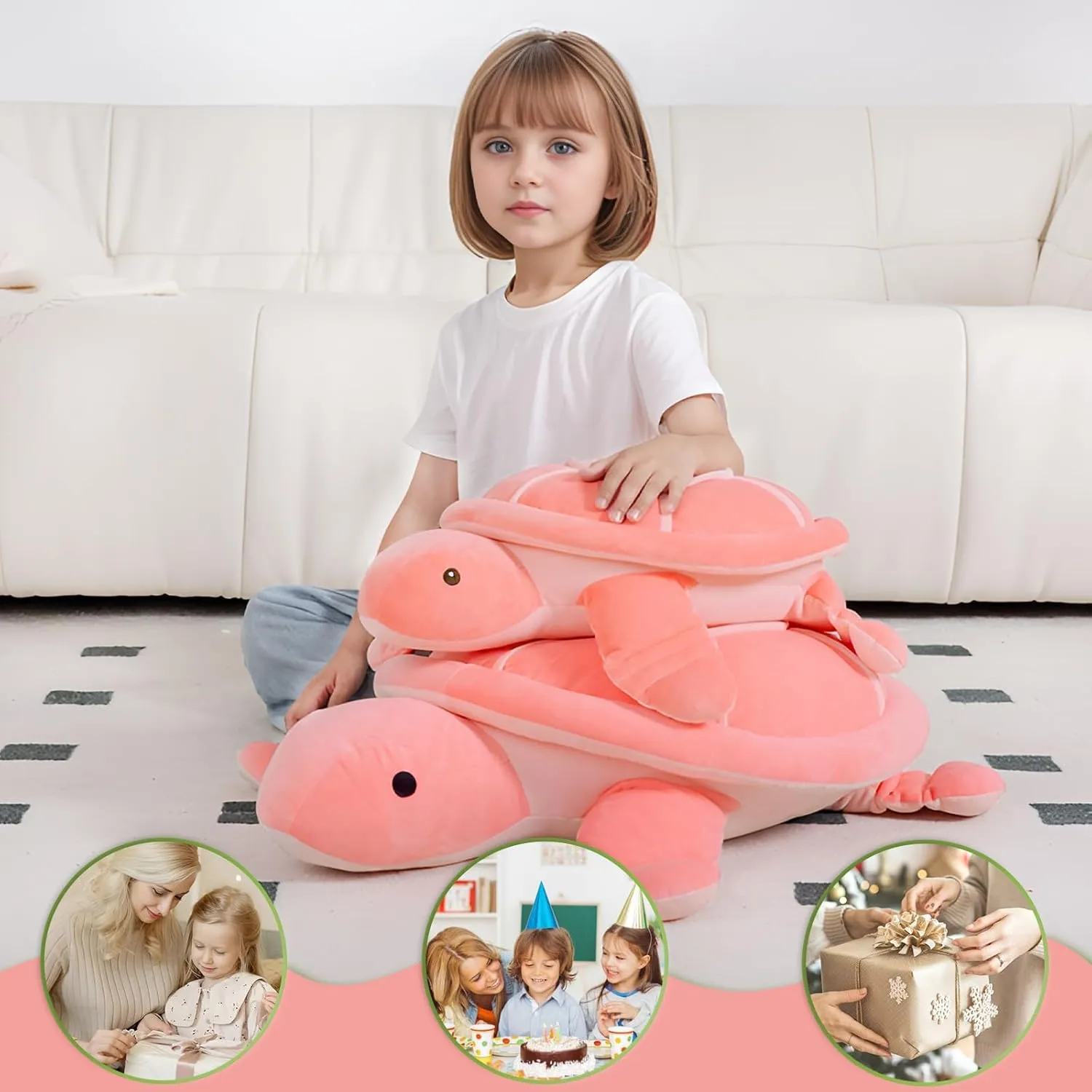 20 Inch Pink Sea Turtle Stuffed Animals Soft Plush Toys Body Pillows Ocean Turtle Plushies, Gifts for Kids Boys, Girls, Girlfriend, Birthday