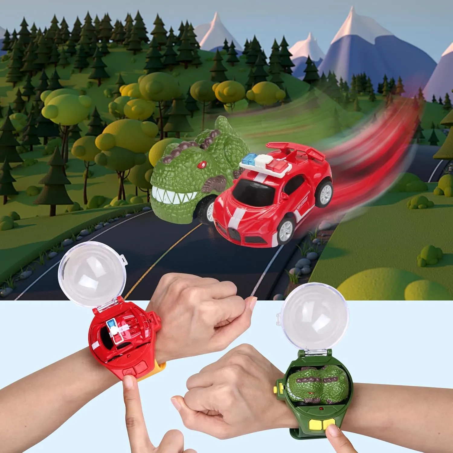 2023 Remote Control Car Watch Toys with LED Light,2.4 GHz Mini Racing Cars Wrist Toy for Kids,RC Small Car Interactive Outdoor Game Easter Halloween Birthday Gifts,Blue
