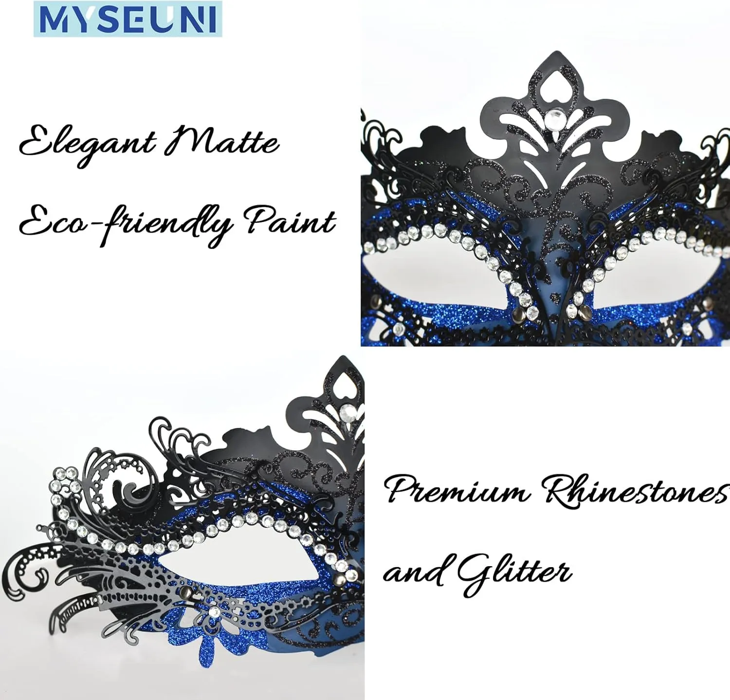 2025 Masquerade Masks for Couples, Shiny Rhinestone Metal Filigree Venetian Mask & Mens Venetian Mask for Mardi Gras