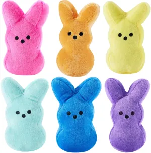 2025 Upgraded Easter Bunny Plush Toys with Zipper 15cm/6inch Cute Stuffed Rabbit Zip Up Bag Easter Basket Stuffers for Kids (6Pcs Without Zipper)