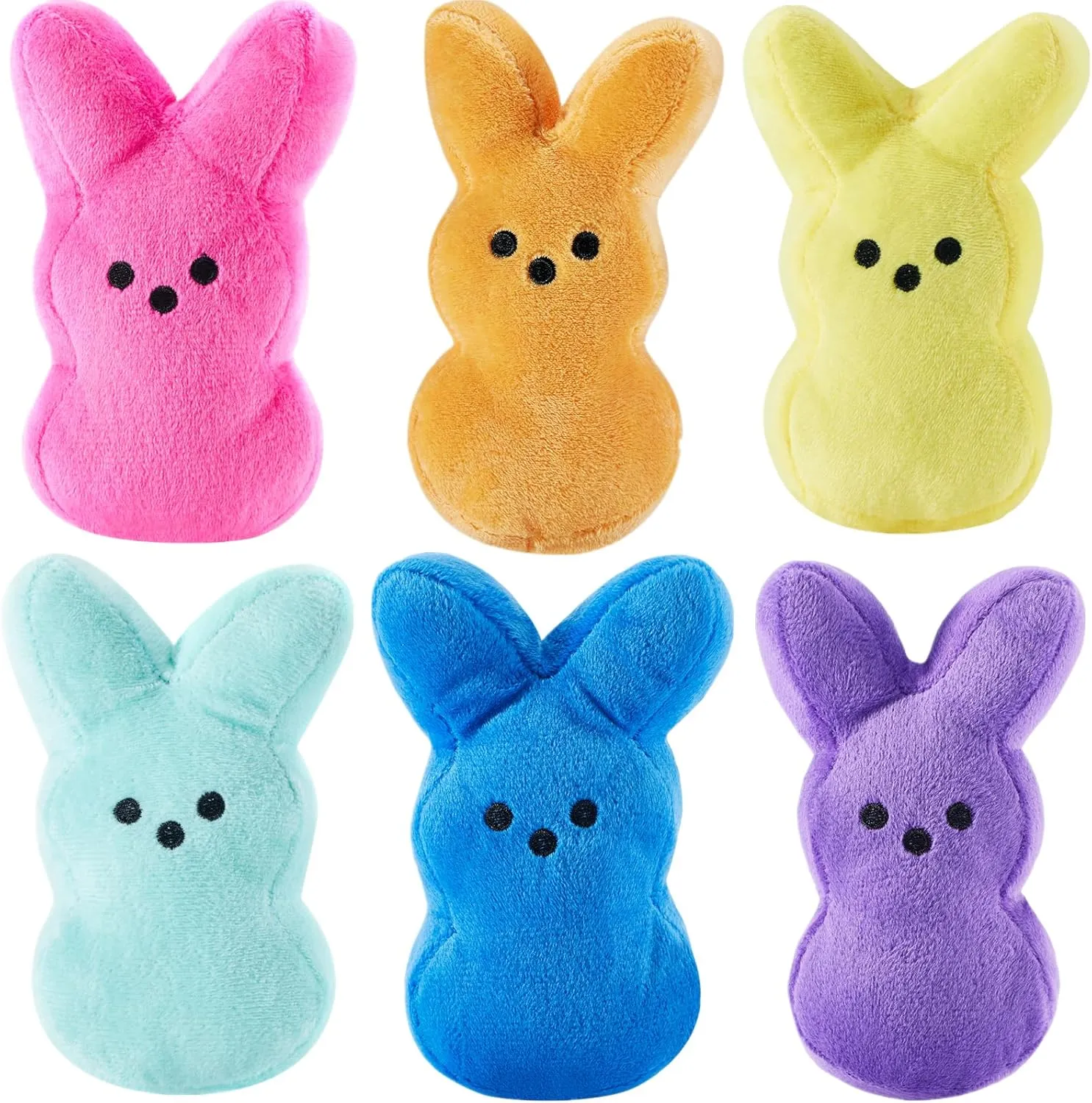 2025 Upgraded Easter Bunny Plush Toys with Zipper 15cm/6inch Cute Stuffed Rabbit Zip Up Bag Easter Basket Stuffers for Kids (6Pcs Without Zipper)