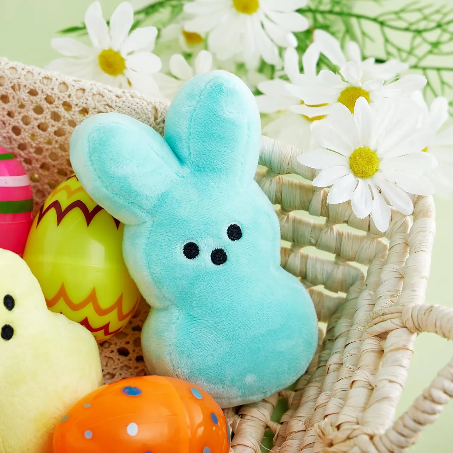 2025 Upgraded Easter Bunny Plush Toys with Zipper 15cm/6inch Cute Stuffed Rabbit Zip Up Bag Easter Basket Stuffers for Kids (6Pcs Without Zipper)