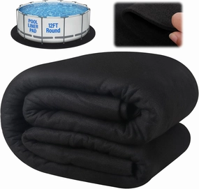 2025 New 12 FT Round Pool Pad for Above Swimming Pool,300 g/㎡ Pre-Cut Heavy Duty Outdoor Pool Liner Pads|Double Density| Puncture Resistant|Seamless Durable Eco-Friendly|Black Swimming Pool Mats