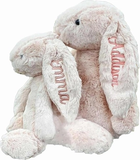 2025 Personalized Plush Bunny - Handmade Embroidered Stuffed Toy for Kids, Baby Shower, or Child's First Easter Gift - Nursery Decor, Easter Stuffed Animal with Name for Boys and Girls