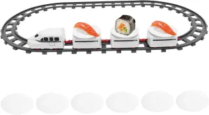 22Pcs/Set Sushi Train Rotating Table Food Train Set with 1 Head, 3 Carriages and More, Battery Powered Electric for Dining Table or Kids Gifts(No Sushi)