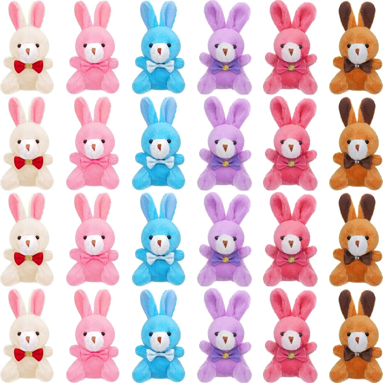 24 Pieces Easter Bunny Rabbit Plush Stuffed Animals 4 Inch Stuffed Bunny Toys Soft Tiny Rabbit Doll Plush Hanging Pendant Ornament Sitting Rabbit Plush Toy for DIY Keychain Easter Party Decorations