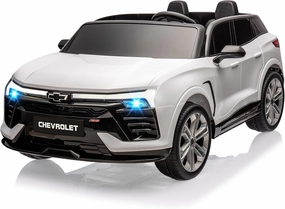 24V Kids Electric 2-Seater SUV Toy Licensed Chevrolet Blazer Ride On Car, with Remote Control, 4 Spring Suspension, Music, LED Lights for Toddlers 3-8,White