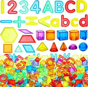 268 Pcs Transparent Letters and Numbers Translucent Light Table Manipulatives Toys Light Box Accessories Colorful Plastic Sensory Play for Kids Counting Spelling Learning