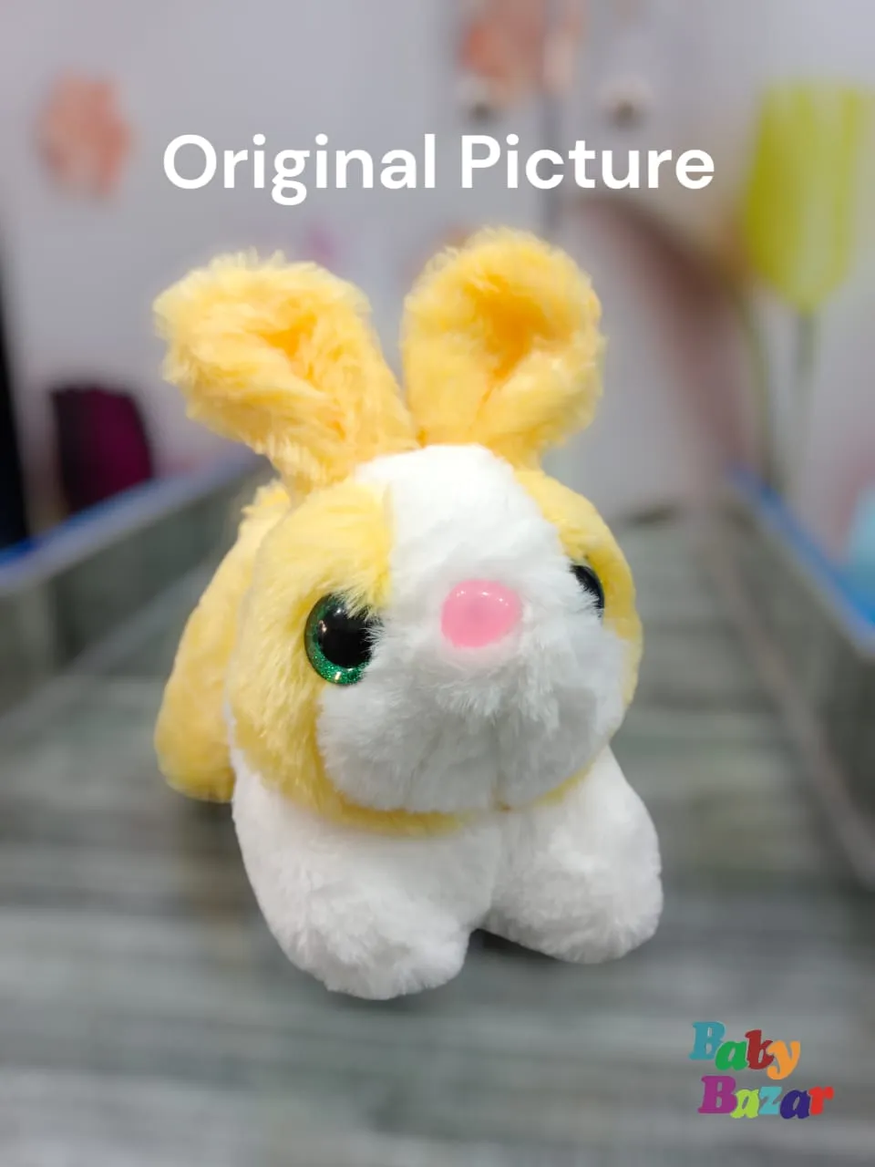 27 CM Premium Yellow Bunny Plush - Soft & Cuddly Stuffed Rabbit with Black Eyes