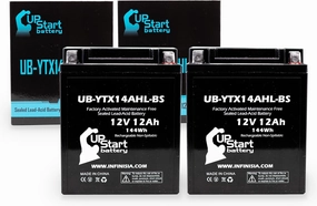 2-Pack UB-YTX14AHL-BS Battery Replacement for 1987 Cagiva T4 E Elefant, W12 350 CC Motorcycle - Factory Activated, Maintenance Free, Motorcycle Battery - 12V, 12AH, UpStart Battery Brand