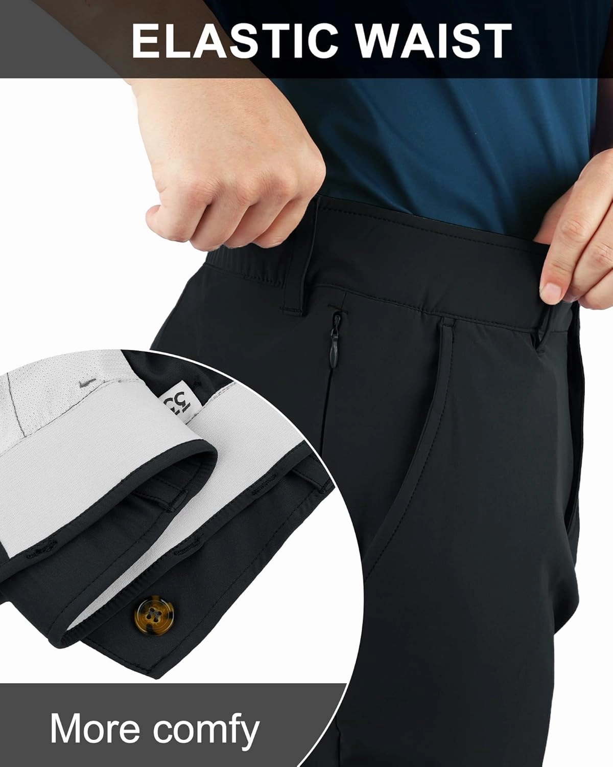 33,000ft Men's Golf Pants with 5 Pockets Classic-Fit Stretch Quick Dry Lightweight UPF 50  Hiking Pants