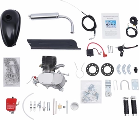 36 Tooth 100cc Bicycle Engine Kit, 2-Stroke Bicycle Engine Gas Powered Bicycle Motor with V-Frame, for 26" 28" Bicycles, Fuel-efficient CDI Motorized Petrol Gas Engine Set
