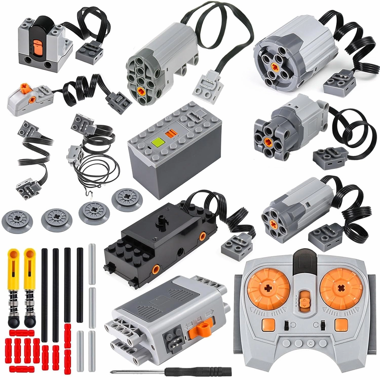 37 Pcs Power Functions Motor Set, Motor-Kit & Technical Parts for STEM Assembled Building Block, MOC Brick Control Function Kit