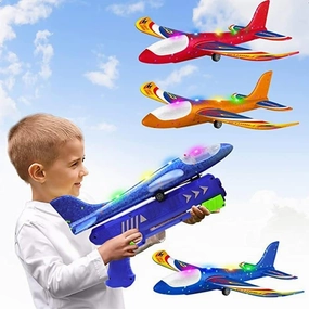 3 Pack Airplane Launcher Toys,Foam Airplane Glider,2 Flight Mode Glider Plane,Kids Flying Toy,3 4 5 6 7 8 9 10 11 12 Year Old Boys Girls Gifts,Outdoor Sport Toys Party Favor(Green)