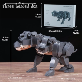 3D Puzzle Dog Building Blocks Set with The Three Head Dogs, Animals DIY Construction Ornament Creative Home & Office Decor, Educational ABS Brick Model,Ideal Gift for Adults