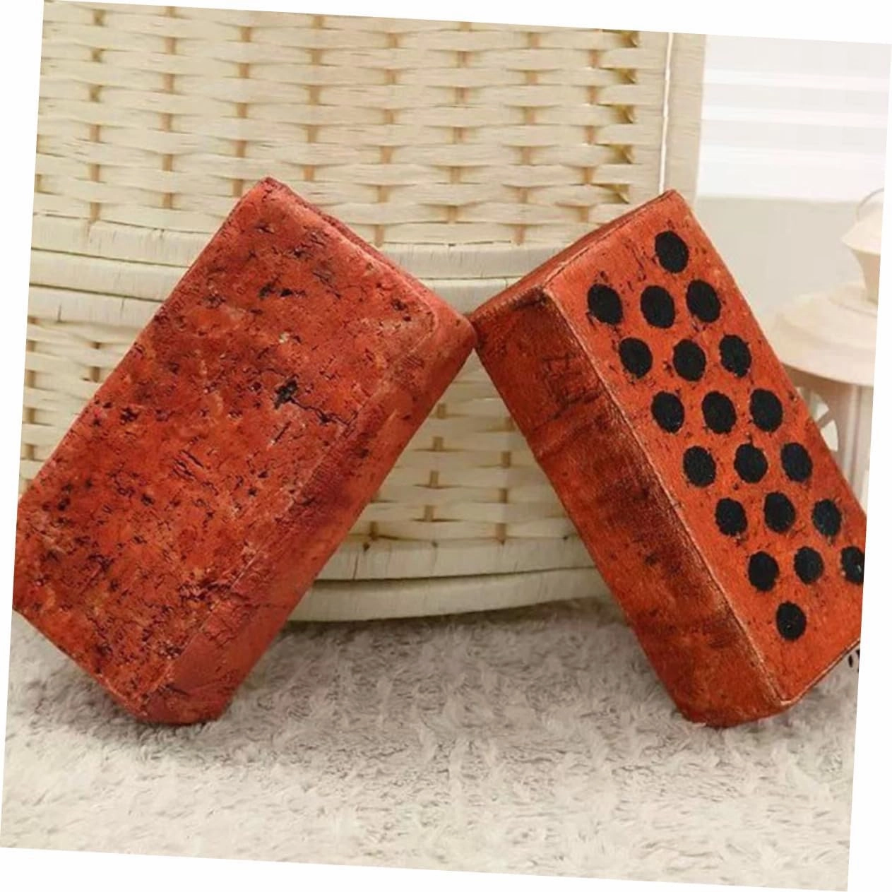 3Pcs Dark Red Foam Brick Toys for Kids and Adults - Office Nap Pillow and Funny Trick Toy