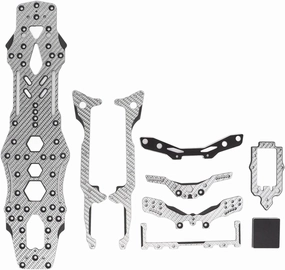 3RACING D5S Lite 1/10 RC Car Upgrade Chassis Set, Carbon and Aluminum Accessories, Hollow for Better Cooling, Installation, Improves Drift Performance (Silver SSG)