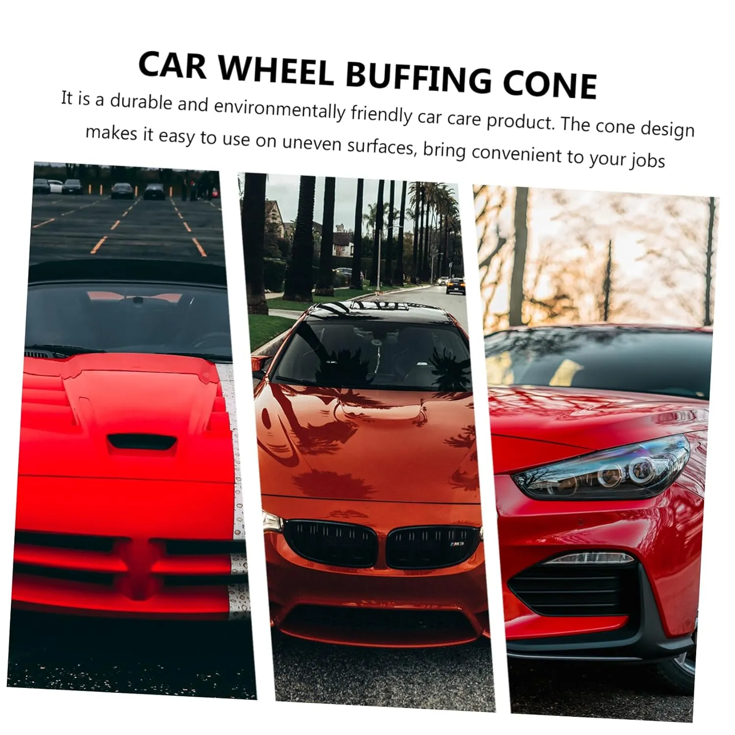 3sets Car Wheel Buffing Sponge Pads Cone Shape Polishing Tool for Auto Detailing Durable Reusable for Waxing Polishing Sealing Paints Suitable for Cars Boats Motorcycles 3pcs*3