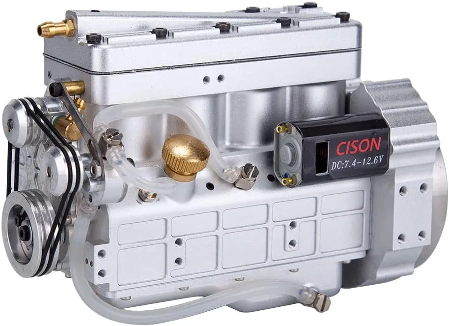 4 Cylinder Engine Kit That Runs, Electric Metal Engine FL4-175 17.5cc Engine Model Kit for Crawlers Model, 4 Stroke Engine Model for Adults, Cool Science Gadgets (Kit)