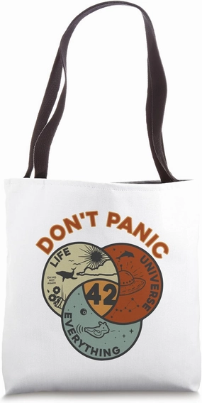 42 Answer to Life The Universe And Everything Don't Panic Tote Bag